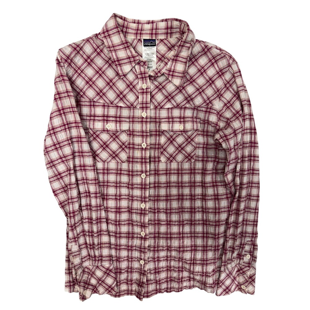Patagonia Women's Size 4 Organic Cotton Highlands Button Down Shirt Burgundy